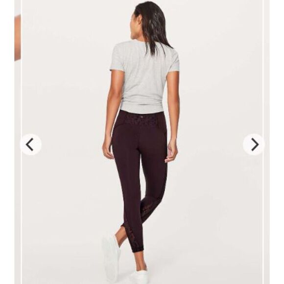 Lululemon Meant To Move 7/8 Tight (25") Black Cherry / Flocked Floral 8 - Picture 3 of 14